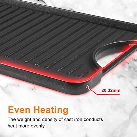 Gietijzeren 2-in-1 Grillplaat voor Gasfornuis - Omkeerbare Grill & Grillpan 50,8 cm x 26,5 cm — afbeelding 3