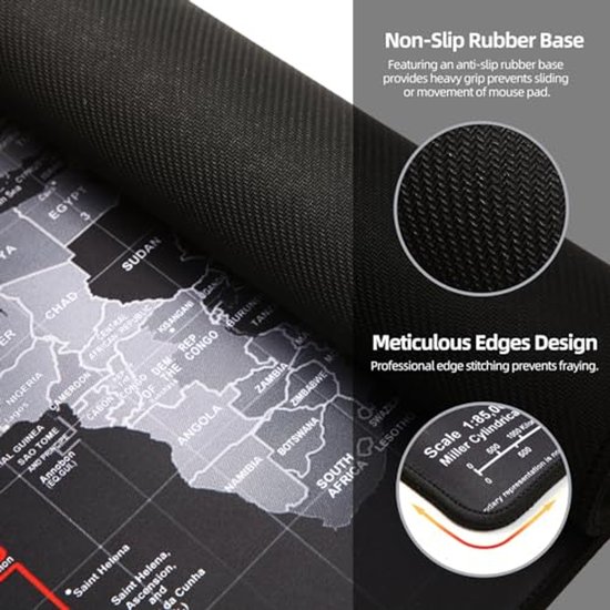 Grote Gaming Muismat 90 x 40 cm met Antislip Rubberen Basis en Gestikte Randen voor Kantoor en Gaming — afbeelding 3