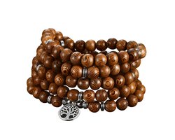 Afecto gebedsketting Boom 108 Houten Kralen Armband - Mala Boeddha Bedel armband Vrouwen Mannen‎ en kinderen