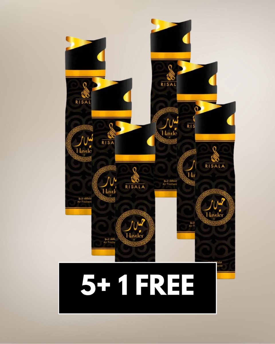Air Freshener Hayder by Risala – 300ml x6 – Long Lasting Arabic Oriental Room Spray from Dubai – Woody, Amber, Musk & Spicy Fragrance