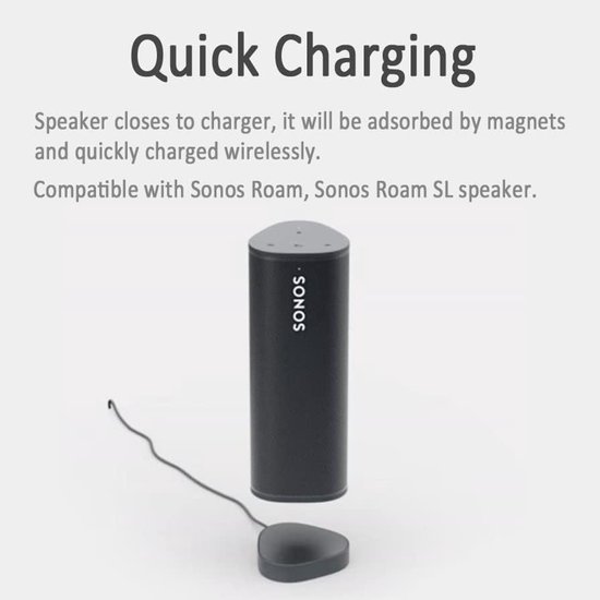 Station D’Accueil Charge Sonos Roam / Roam SL – Base Magnétique USB Chargeur Enceinte Portable (Blanc)