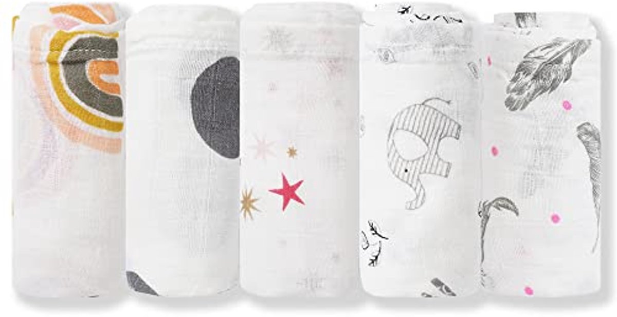 Mousseline Baby Doekjes - 5 Pack 60x60cm 100% Katoen Zacht Ademend