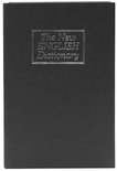 Zwarte boekkluis, gesloten, met de tekst "The New English Dictionary" op de voorkant.