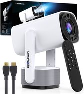 LumeWorks Nova Pro Mini Beamer Editie 2025 - Projector - 4K Support - Geschikt voor IOS en Android - Android 11 - Draagbaar - Thuisbioscoop - Wit