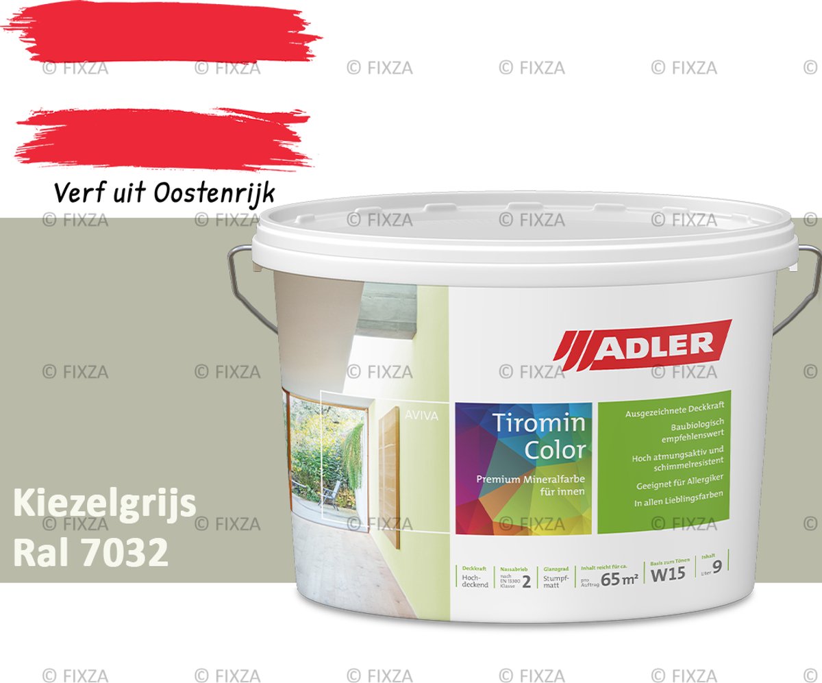 ADLER Aviva Tiromin-Color Silicaat Muurverf Binnen – 1 Liter – RAL 7032 Kiezelgrijs, Hoogdekkende & Ademend – Ecologische Schimmelwerende Wandverf