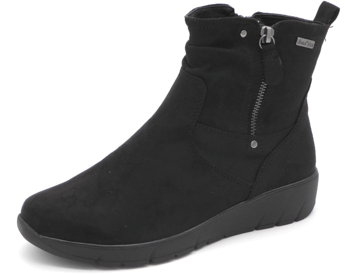Jana Dames Enkellaars - 26497-007 Zwart - Wijdte H - Maat 37