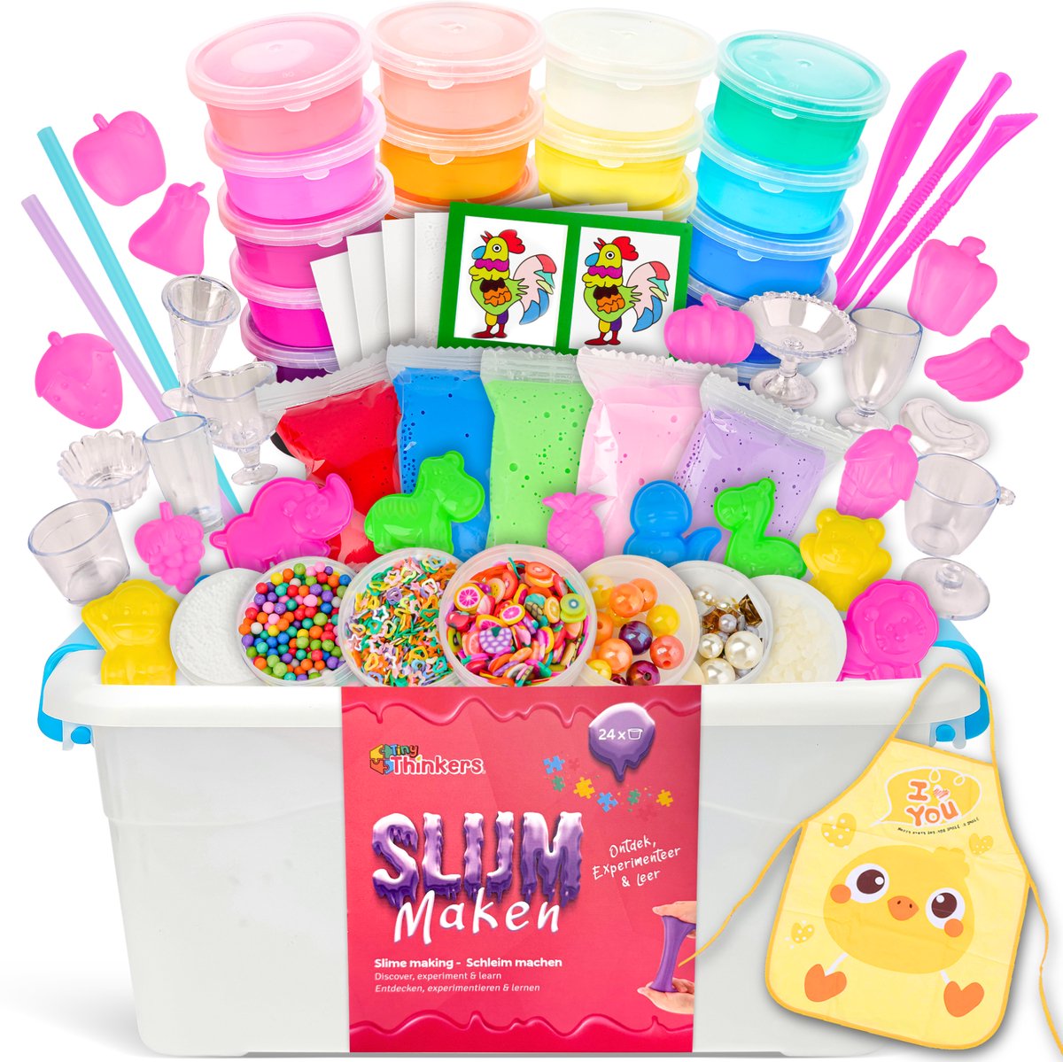 Slijm Maken Set XL met Schort & 62 Onderdelen - Slijm Pakket - Squishy - DIY Knutselpakket - Speelslijm Maker- Knutsel Speelgoed