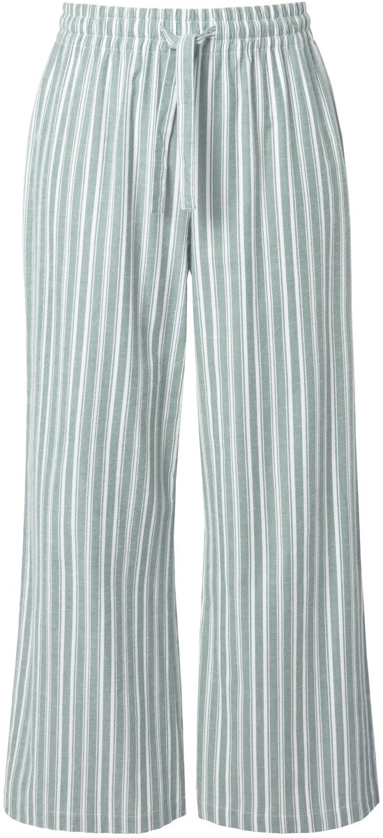 Studio Untold - Dames - Pyjamabroek wijde rechte pijpen strepen - Midden groen - Maat 44