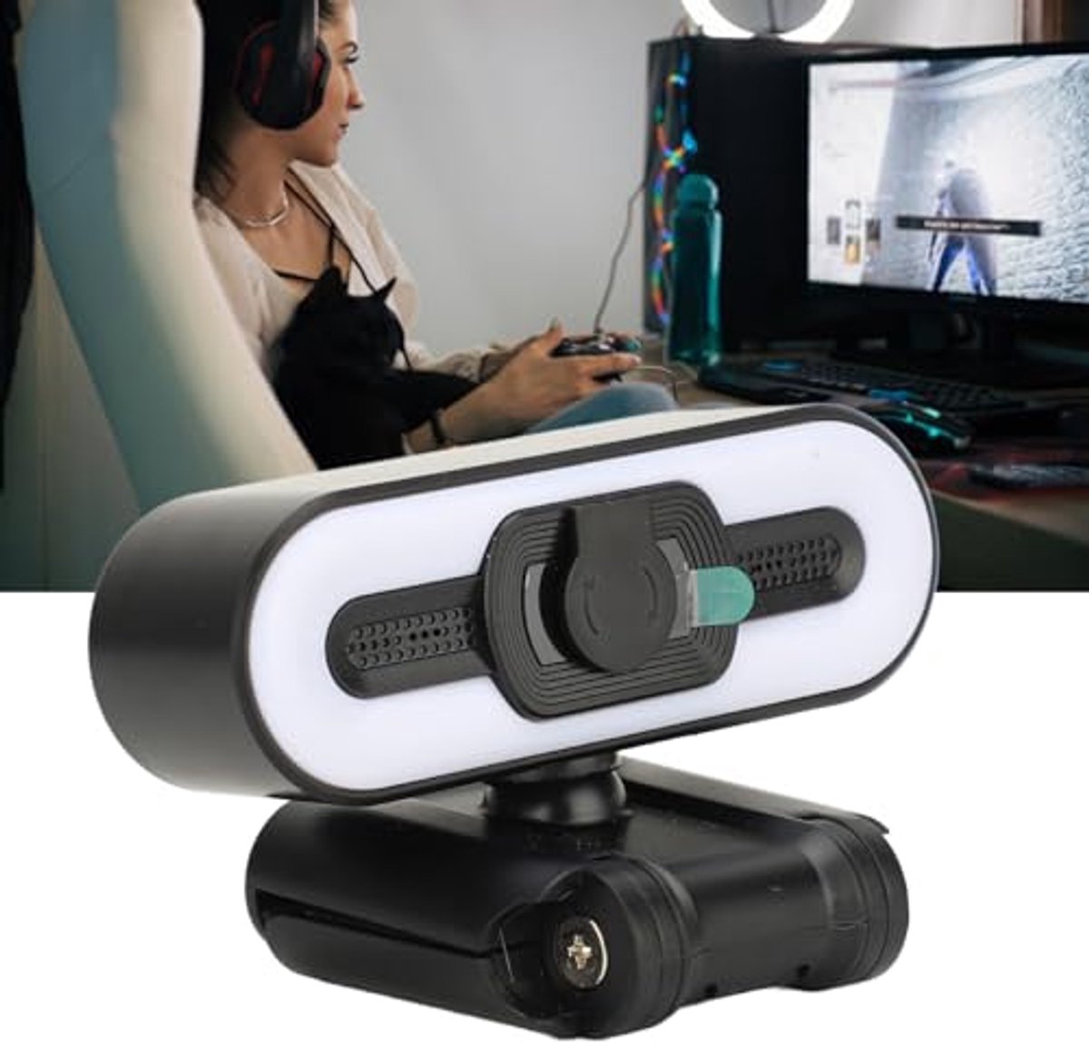 4K Webcam, 4K Webcam met Microfoon, Vullicht, USB 2.0 Poort, Car Beauty PC Camera voor Laptop, Videocamera, Live Streaming thumbnail 5