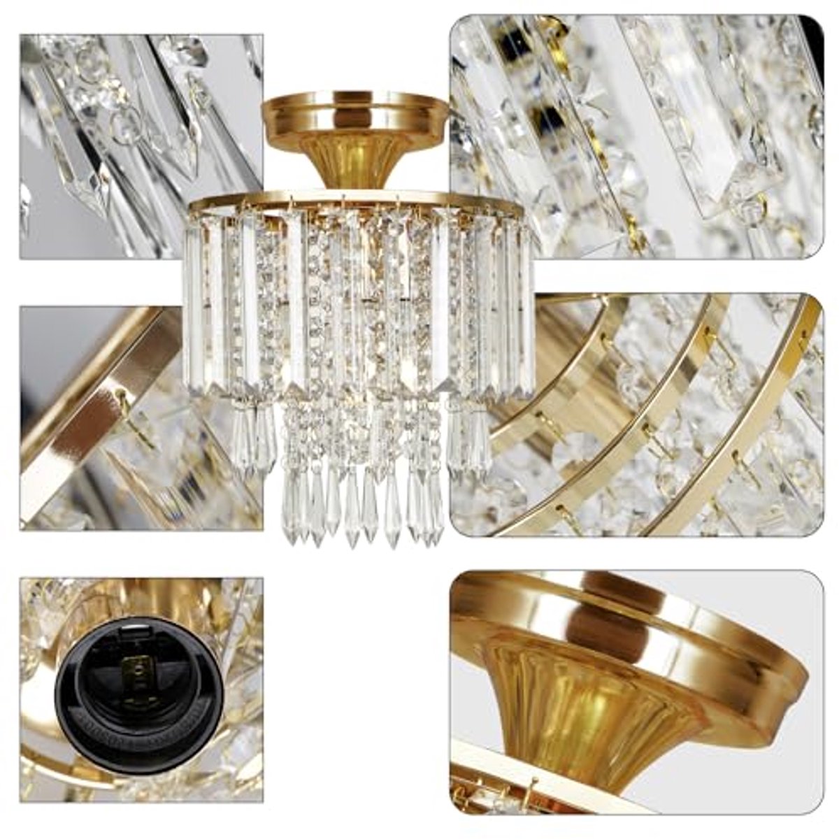 2 Stuks Plafondlamp Kristallen 18cm Moderne Plafonnière Voor Keuken Slaapkamer Woonkamer Goud