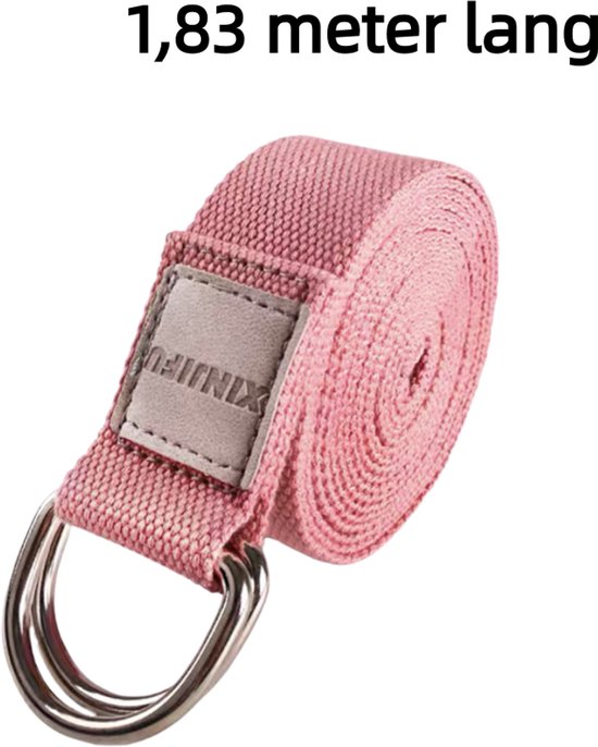 Yogaband - Duurzaam, comfortabel en verfijnd - Verstelbare D-ringgesp - Rekband voor dagelijks stretchen, fysiotherapie en fitness - Rekband voor houdingscorrectie - 1,83 m - Roze — afbeelding 5