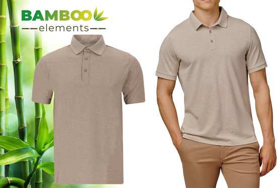Bamboo Elements - Polo Shirt Heren - Dark Sand Beige XL - Polo Heren - Korte Mouw - Pique Stof - T Shirt Heren - Bamboe