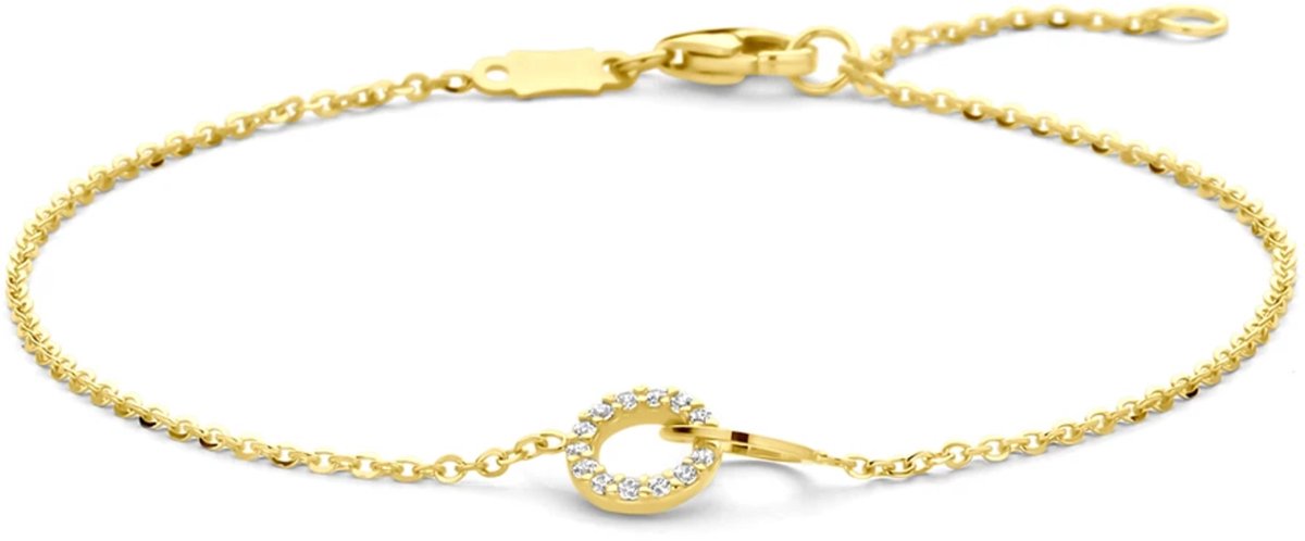 14K geelgouden armband zirkonia 16 - 18 cm - 4034626