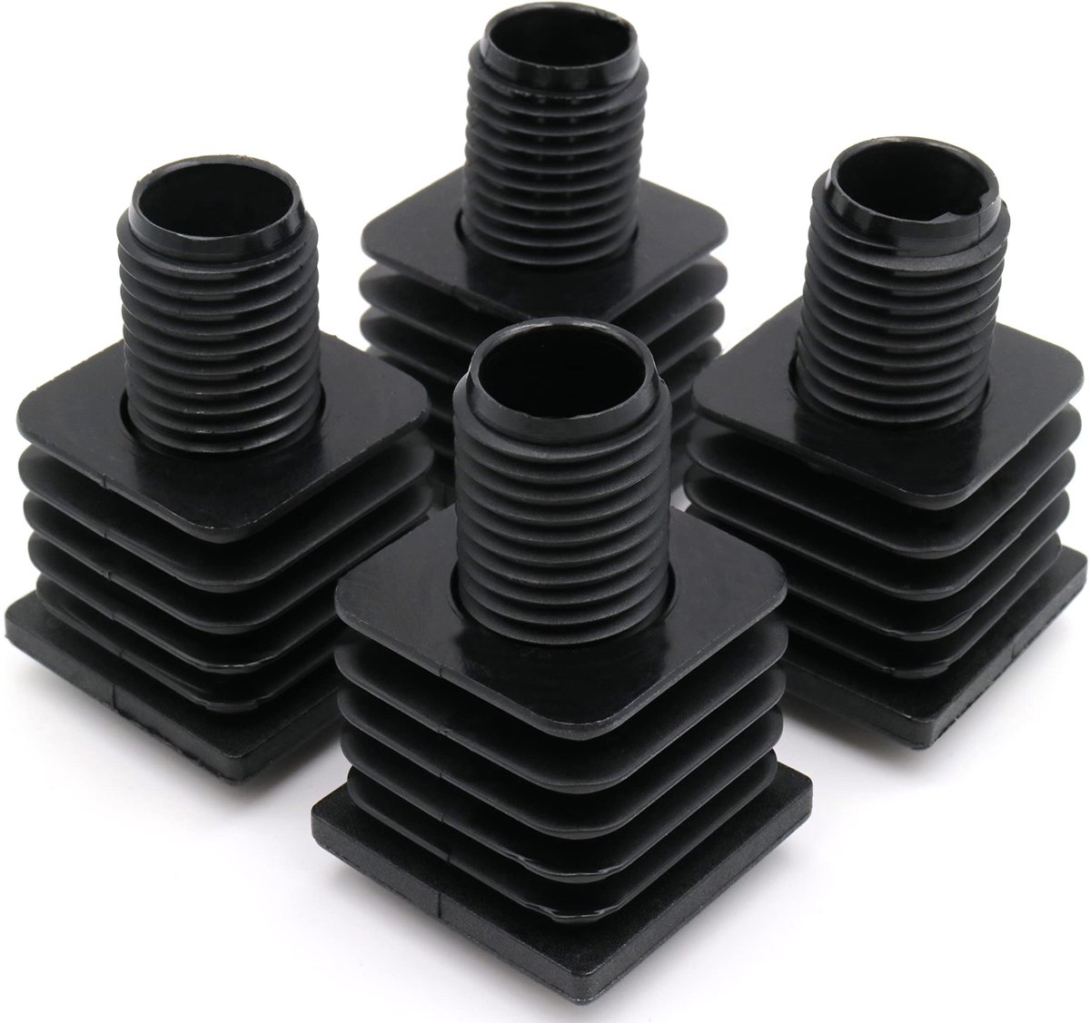 4 x Verstelbare Buisstoppers voor Vierkante Buizen 40 x 40 mm - M22 x 60 mm met 1,5-2,0 mm Wanddikte