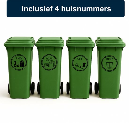 Kliko stickers set 8-delig – GFT, Rest, PMD & Papier – Duurzaam, Zelfklevend en waterbestendig