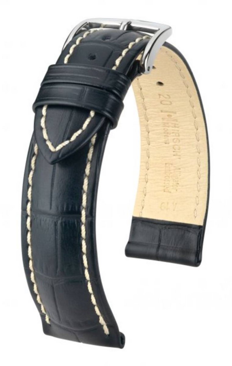 Hirsch Horlogeband - Modena Zwart - Leer - 18 mm