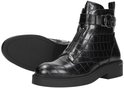 Bottines noires à imprimé crocodile, fermeture éclair et boucle, avec logo M.
