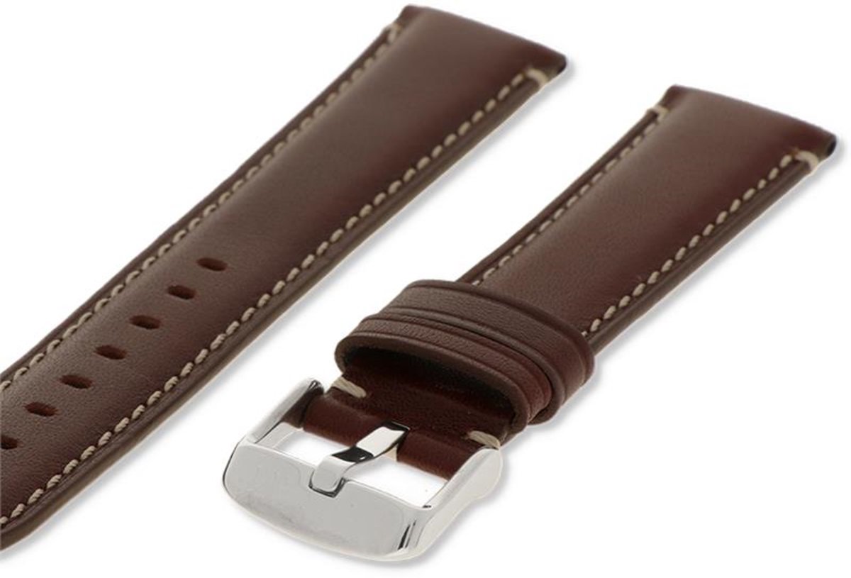 Morellato horlogeband Giorgione X4272B12034CR22 - PMX034GIORGI22 Glad leer Donkerbruin 22mm + wit stiksel