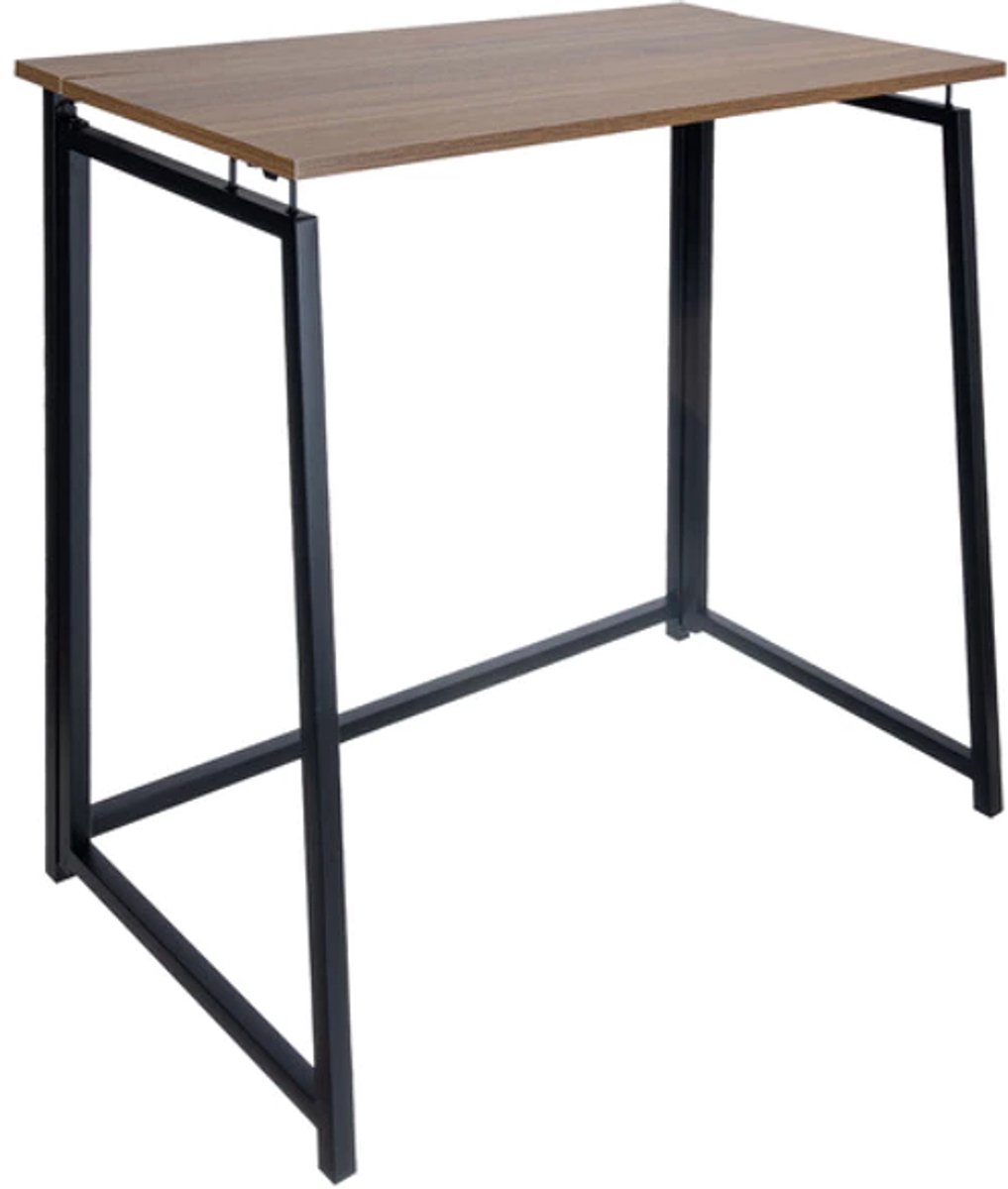 Bureau inklapbaar, kleine computertafel met plank, opvouwbaar Computer met wieltjes, ruimtebesparende bureautafel, Laptop Opvouwbare Tafel voor, 80 cm breed, retro kleur