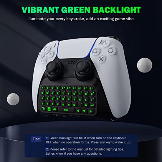Mcbazel Toetsenbord Minitoetsenbord Draadloos 2.4G Gaming Chatpad voor Xbox Series X/Series S/Xbox One Slim/Xbox One S/Xbon One X Controller met USB- ontvanger, 3,5mm Audio Jack