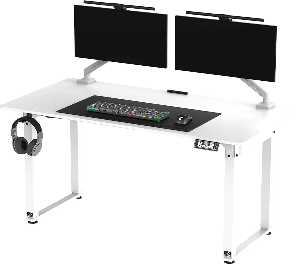 Ultradesk UPLIFT – Elektrisch Verstelbaar Wit Sta Bureau 160x75 cm – Voor Gaming, Home Office & Kantoor – Inclusief XL Muismat & Accessoires