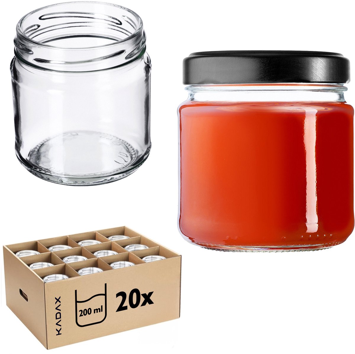 KADAX Kleine inmaakpotten, 315 ml, diameter 66 mm, potten voor honing, jampotten met deksel, luchtdichte, ronde potten (10 stuks, wit