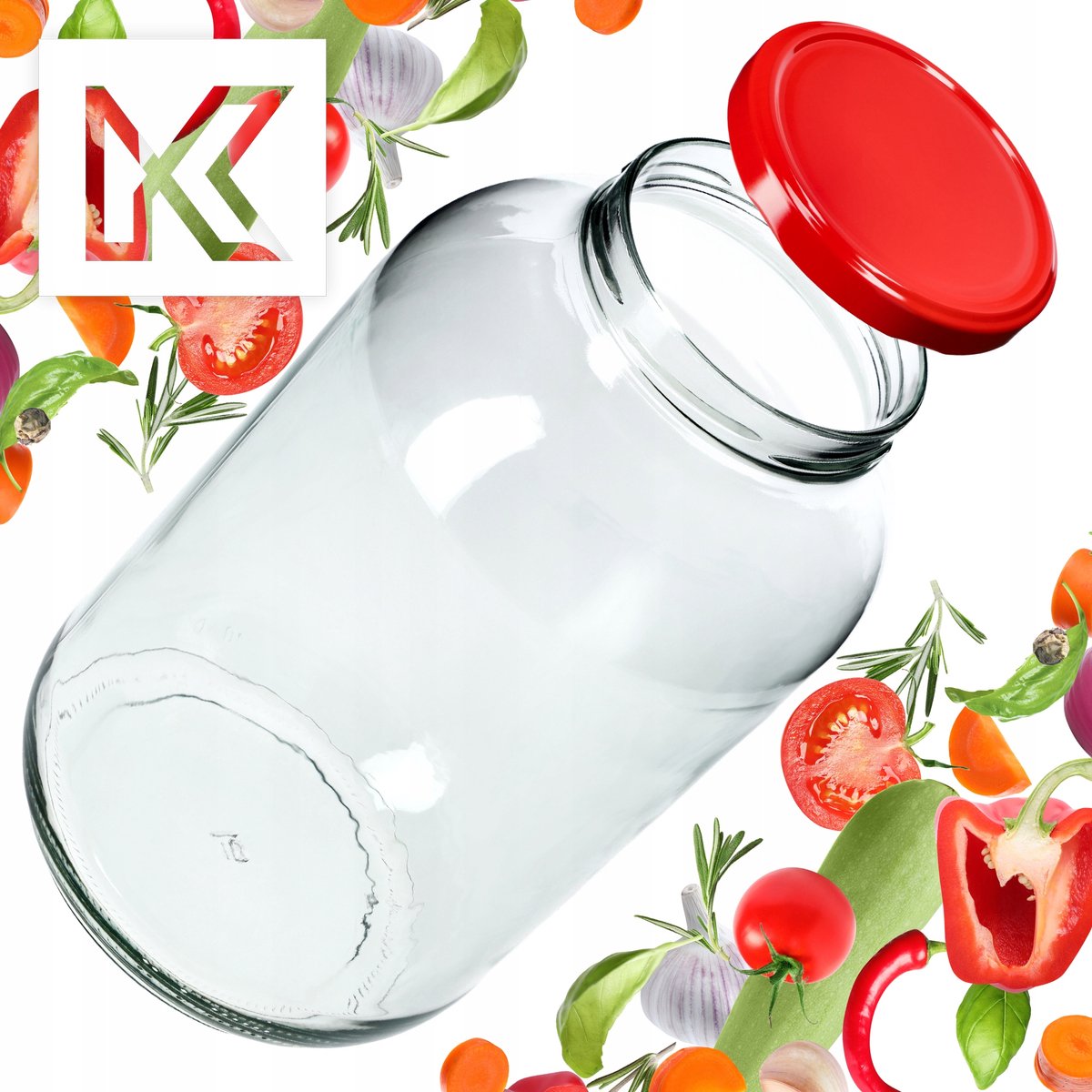 KADAX Brest Glazen Pot 4L 100mm + Rood Deksel 8st