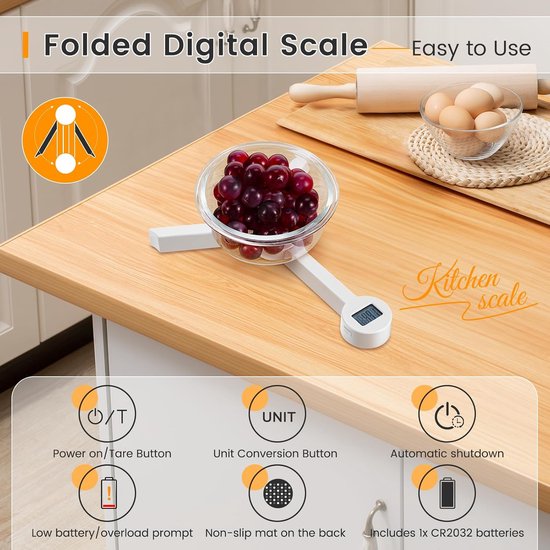 Digitale Keukenweegschaal Dynamo, geen batterijen, 5 kg / 1 g
