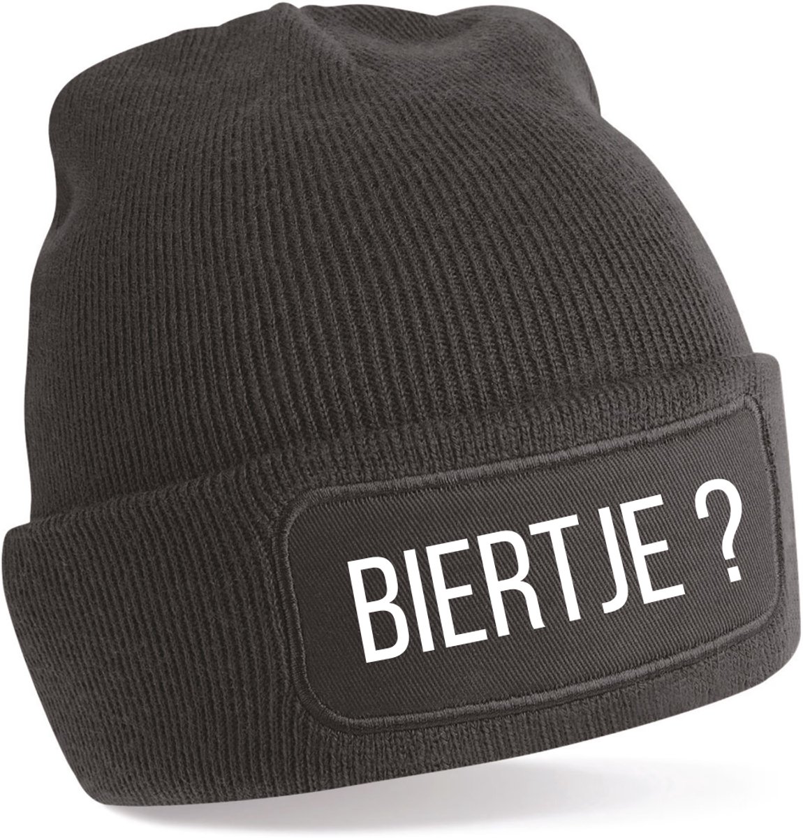 Beanie-Biertje?-kado-wintermuts-grappig-zwart-wit