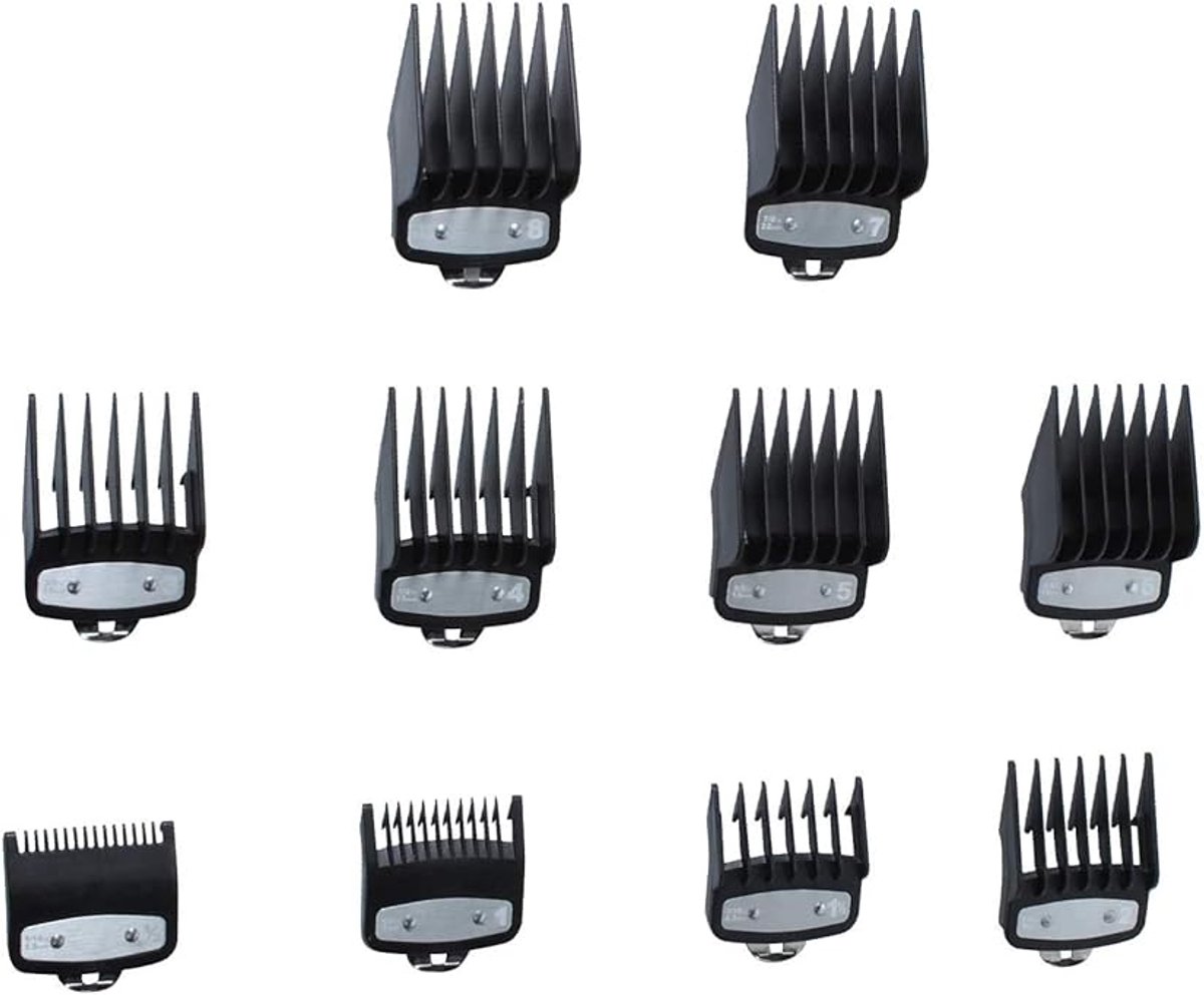 Vervangende snijgeleider geschikt voor Wahl tondeuses, professionele kam, limietkam, 10-pack tondeusekammen