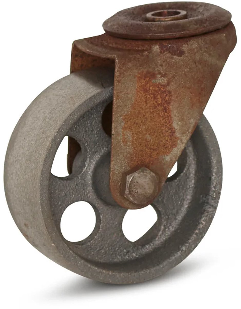 Vintage Retro Design zwenkwiel met centraal gat - Gietijzer - 75mm - 80kg