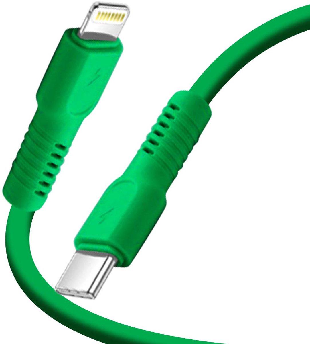 Forever, Oplaadkabel 2.4A en Sync USB-C naar Lightning 27W 1,8m, Groen