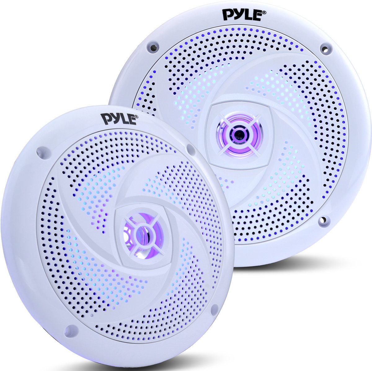 Pyle Marine Luidsprekers - 2-weg Waterdichte Speakers – Weerbestendige Buitenluidsprekers- Audio Stereo Geluidssysteem met LED-verlichting- 240 Watt - 1 Paar - Wit