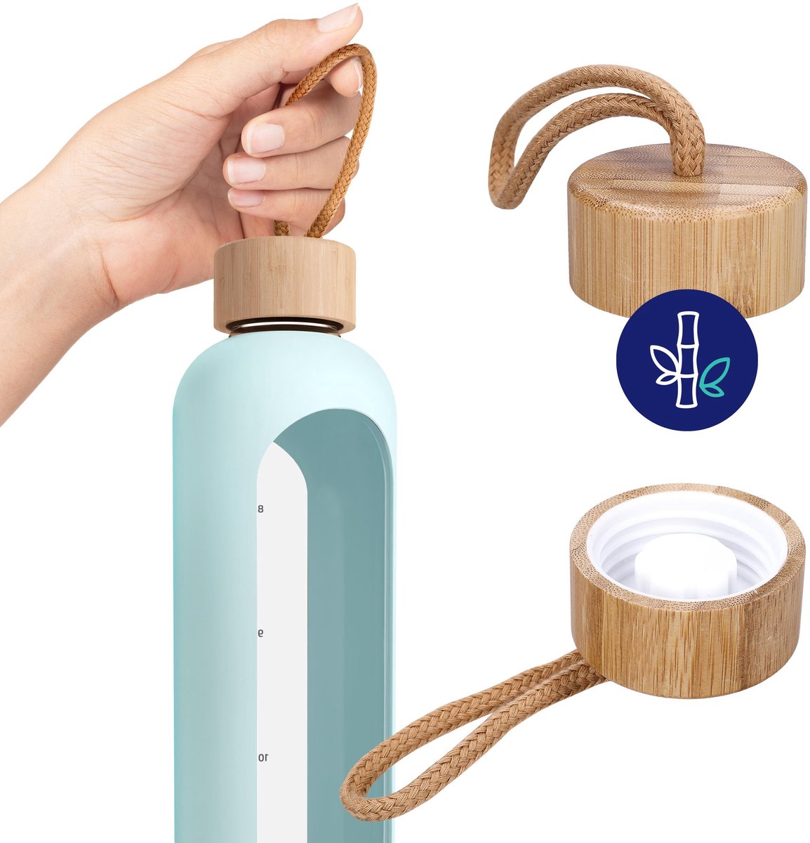 PAPU Bouteille D'Eau Verre,1 000 Ml/1 Litre,Goulot Large 5,5 Cm,Avec