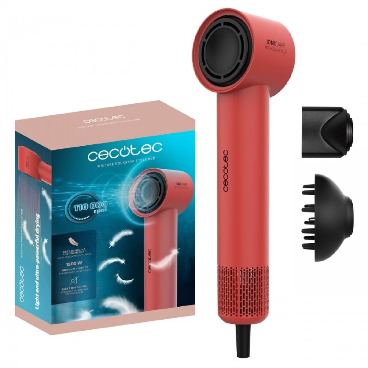 Föhn Cecotec RockStar Style Zwart Rood 1500 W Ionisch