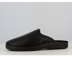 Heren instap pantoffels - stevige huis schoenen voor mannen - muil met harde zool met goede grip - zwart - maat 45