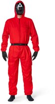 Costume de jeu rouge – Combinaison rouge avec masque, Gants et Riem – Halloween – Taille L