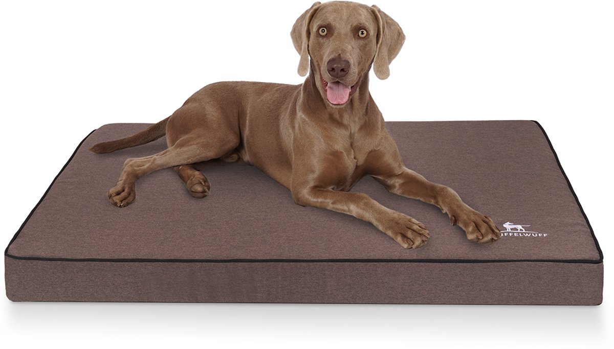 Orthopedische hondenmat Nantucket van velours met handgeweven karakter XL 100 x 70 cm bruin