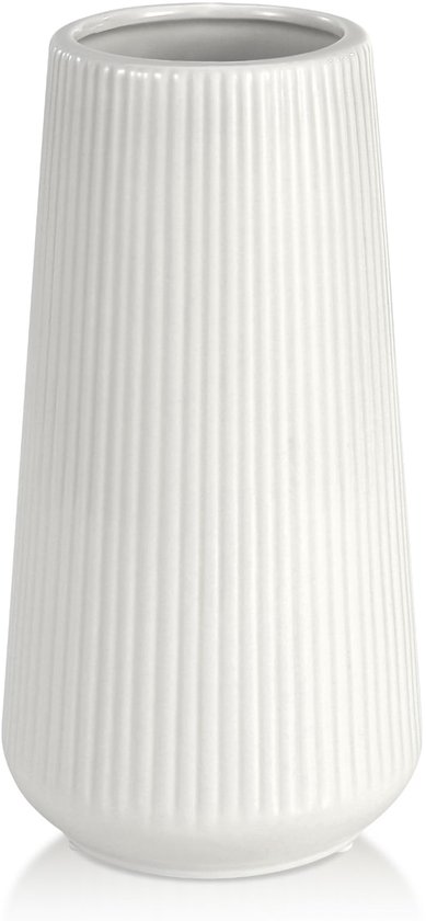 Witte Keramische Vaas 20 cm – Handgemaakte Decoratieve Bloemenvaas met Minimalistisch...