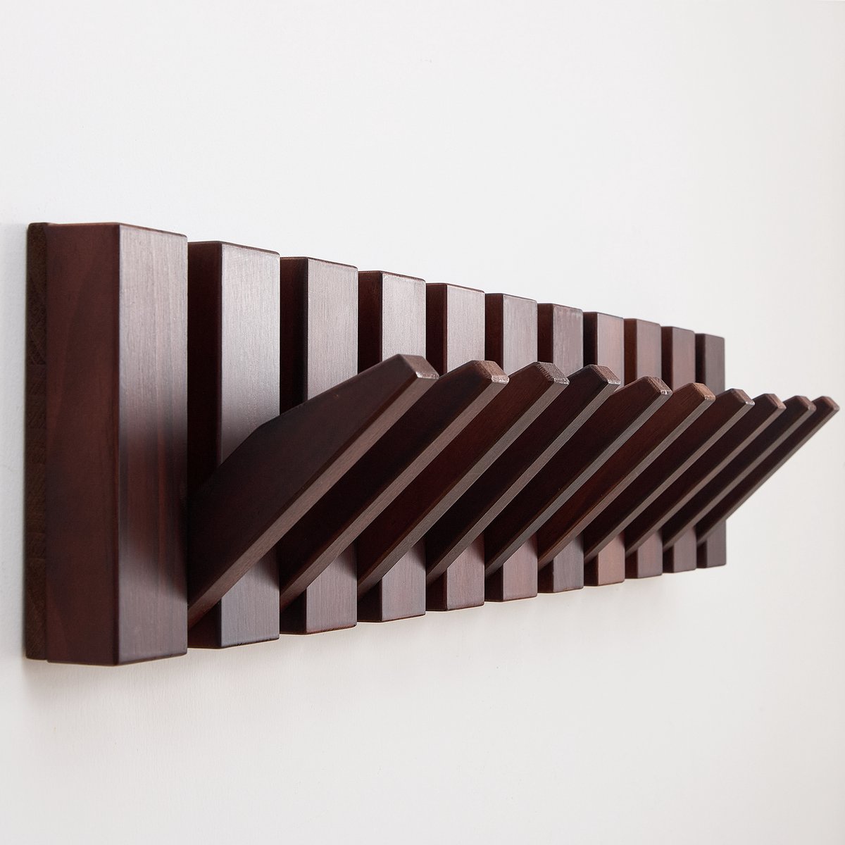 Urban State Piano kapstok - donker hout - wandkapstok - 10 haken - kapstok hangend - walnoot finish