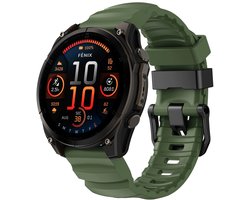 Stravo TrailFit Siliconen Bandje voor Garmin Fenix 5 (Plus)/Fenix 6 (Pro)/Fenix 7 (Pro-Sapphire-Solar)/Fenix 8 - 47mm/Fenix E/Epix (Pro) Gen 2 - 47mm - Robuuste sportieve siliconen horlogeband - QuickFit 22mm band voor Garmin smartwatches - Groen