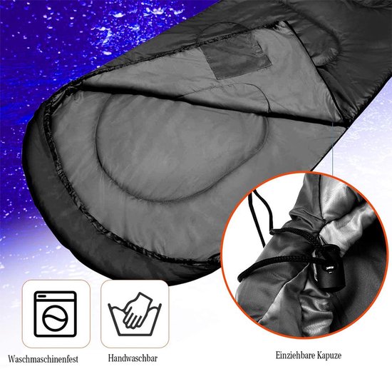 "Slaapzak - 220 x 80 cm - 1 kg slaapzak voor volwassenen - 2-in-1 functionele dekenslaapzak - warm en ademend voor zomer - herfst en lente. Klein pakformaat - ultralicht voor kamperen en reizen (800 g). " — afbeelding 2