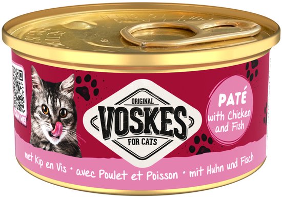 Voskes Kattenvoer Nat Paté Kip & Vis - 24 x 85 gr - Voordeelverpakking