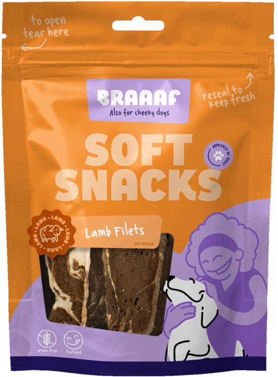 Braaaf Filet Hondensnack Lam Steak - Vis - 10 x 85 gr - Voordeelverpakking