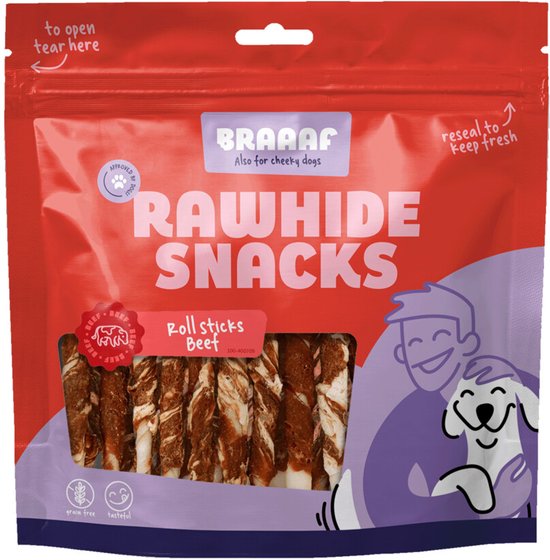 Braaaf Rol Sticks Hondensnack Vlees - Vis 12 cm - 10 x 250 gr - Voordeelverpakking