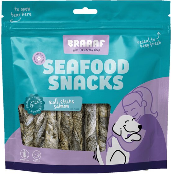 Braaaf Rol Sticks Hondensnack Zalm 12 cm - 175 gr