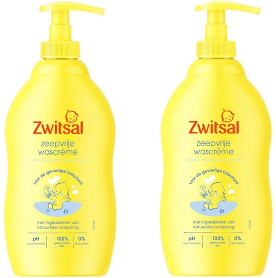 Zwitsal - Baby huidverzorging - Zeepvrije Wascrème - 400ml x 2