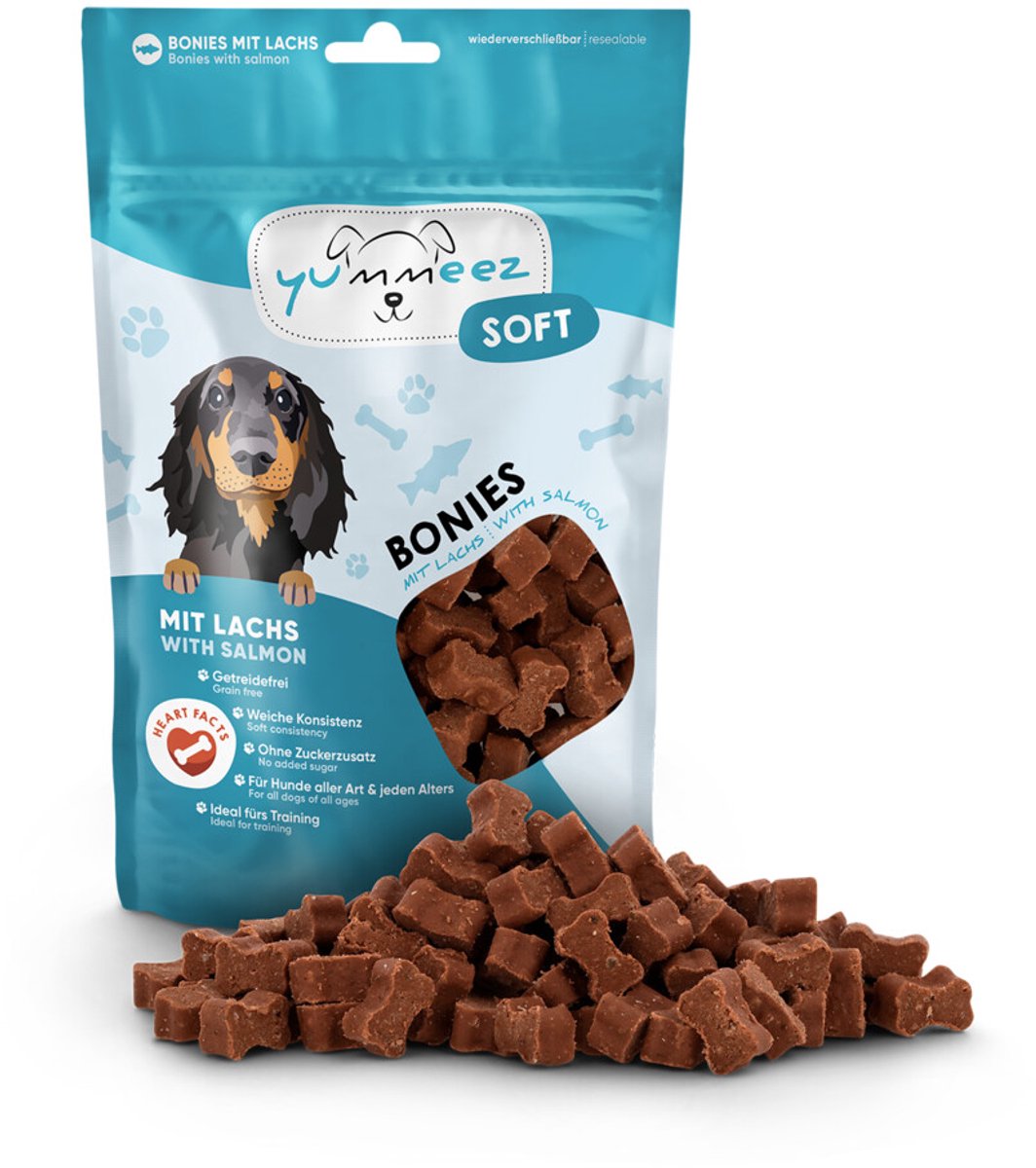 Yummeez Soft Bonies Hondensnack Zalm - 10 x 165 gr - Voordeelverpakking