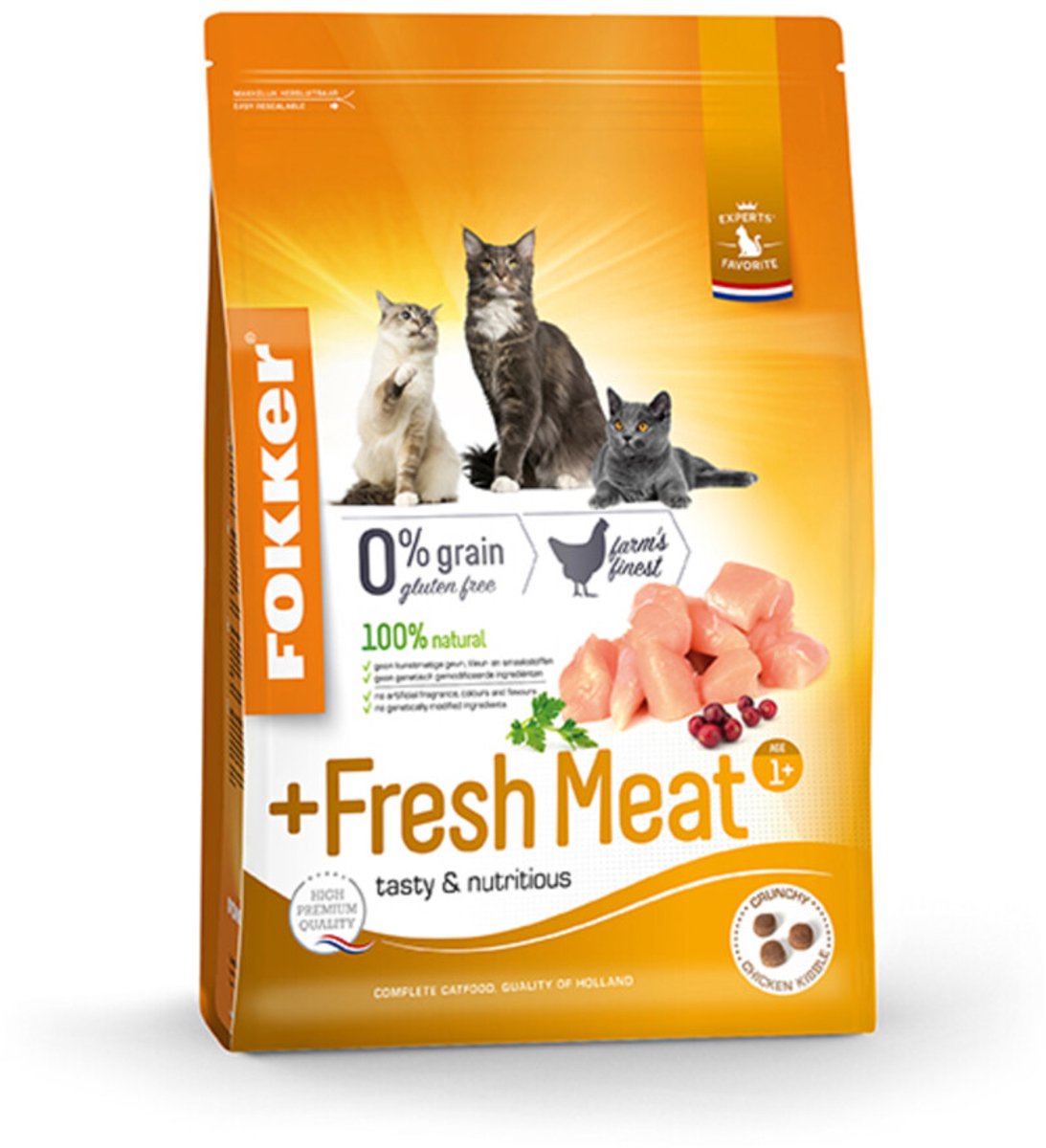 Fokker +Fresh Meat kattenvoer 2 x 7 kg