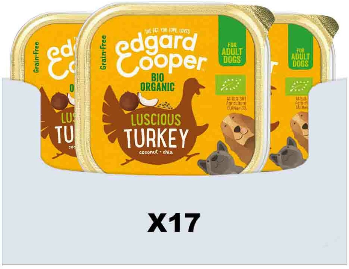 Bol.com Edgard & Cooper Kuipje Honden Natvoer Hondenvoer Bio Kalkoen - 17 x 100 gr NL-BIO-01 aanbieding